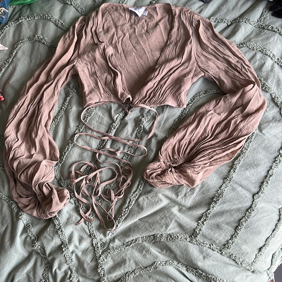 Princess Polly Tops - super cropped long sleeve wrap around